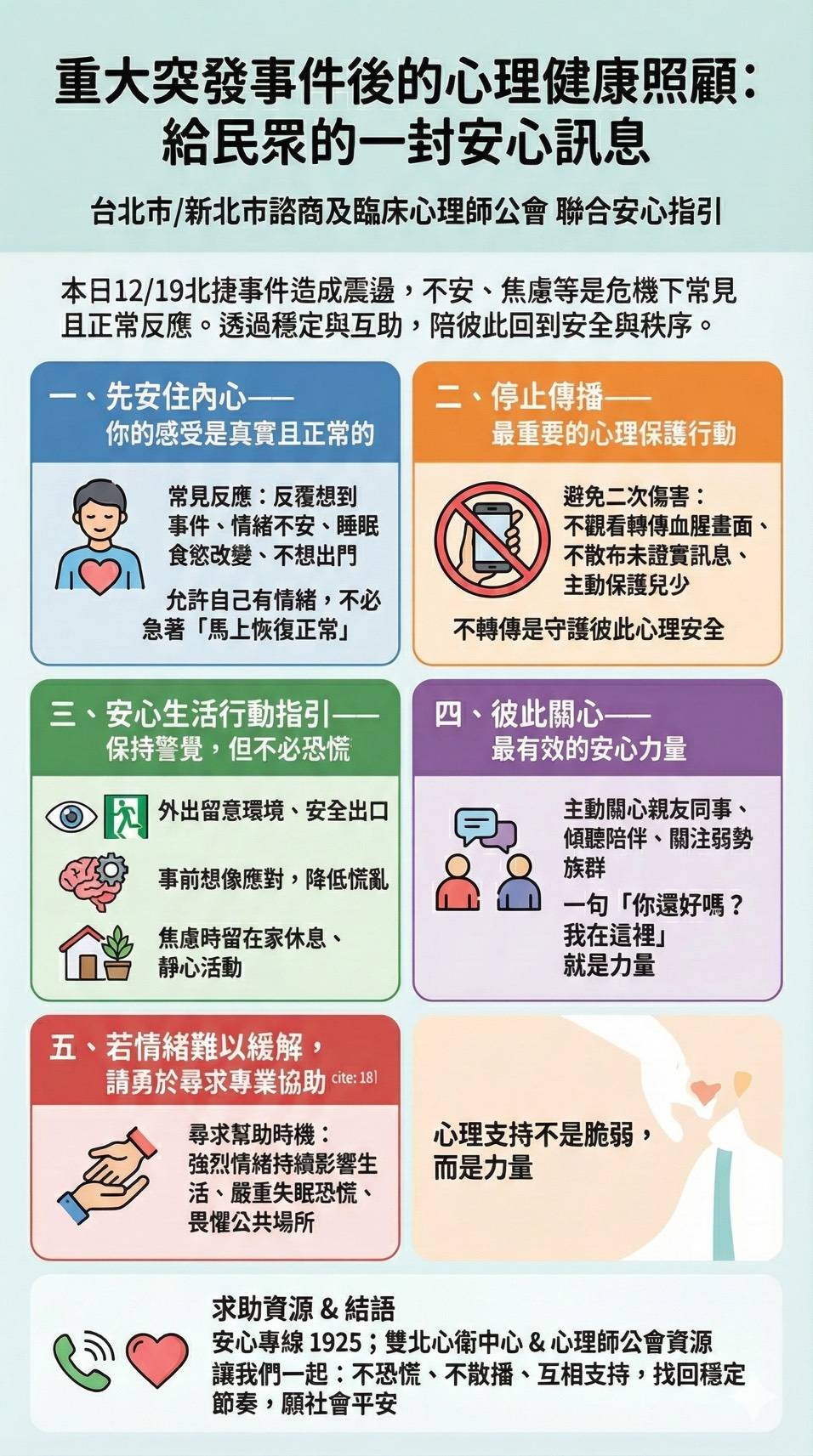 提醒同學搭乘大眾運輸工具，提高警覺、遇危險狀況立即打110報警